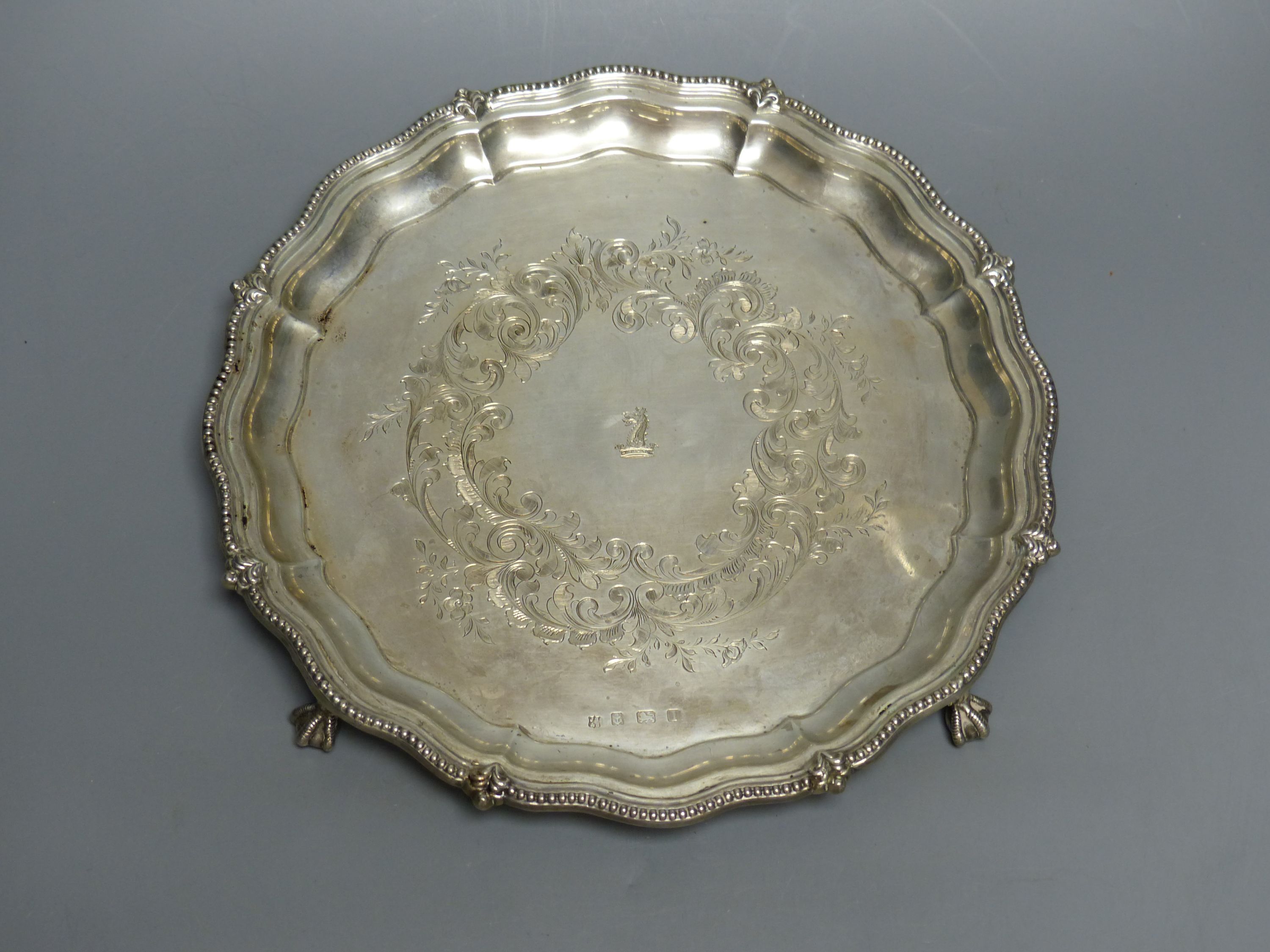 A George V silver salver, John Sherwood & Sons, Birmingham, 1910, 26.2cm,